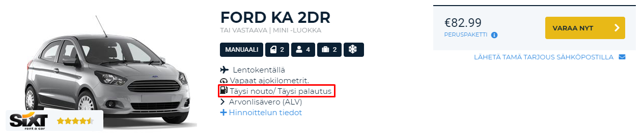 Täysi nouto/ täysi palautus