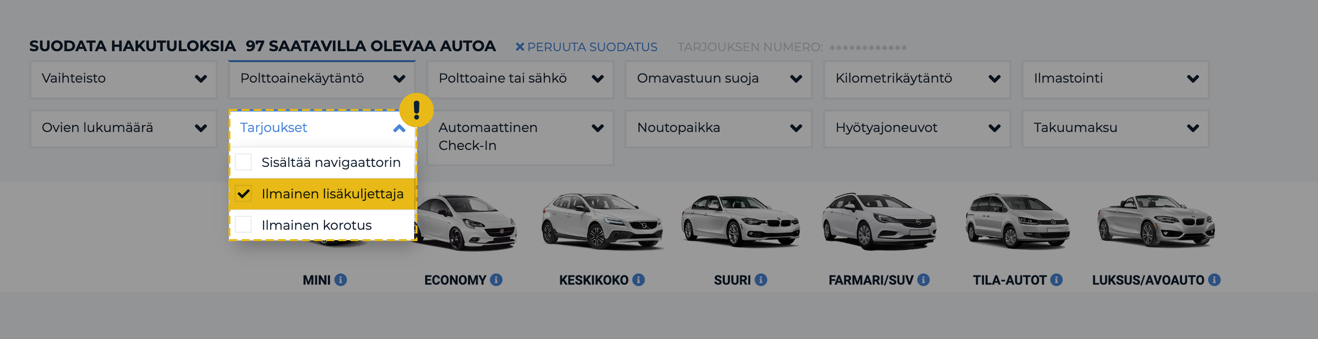 Autonvuokraus ilmainen lisäkuljettaja