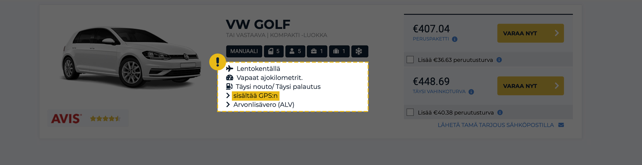 Sisältää navigaattorin
