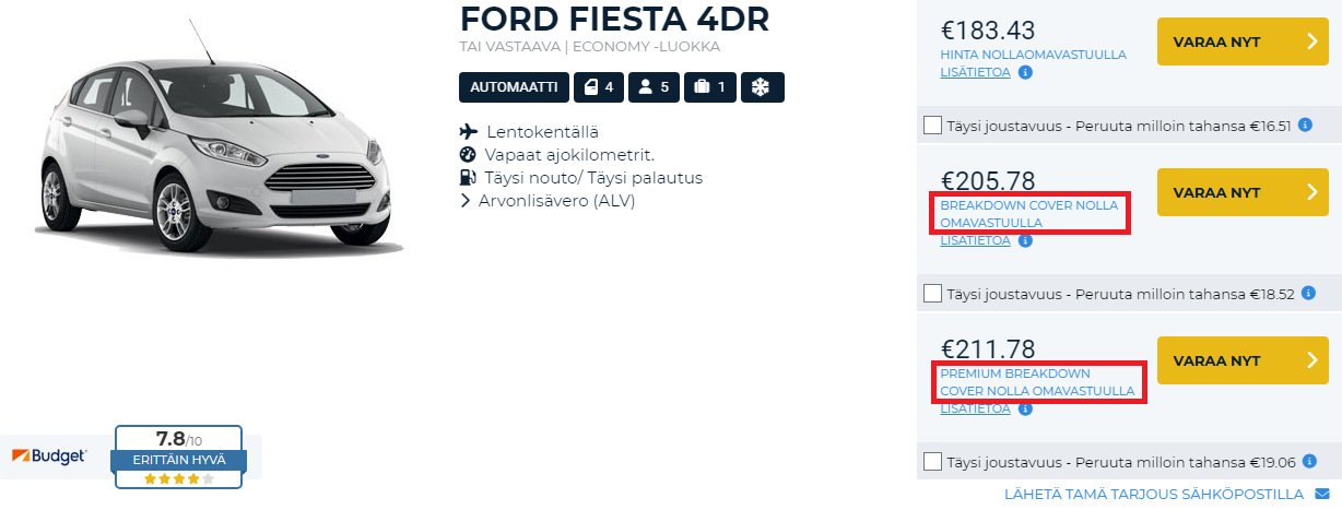 Breakdown Cover nolla omavastuulla